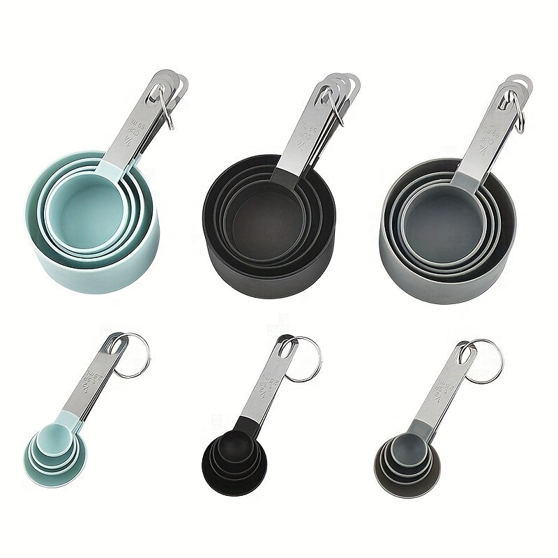 8-pc Silicone Measuring Cups & Spoons Set Rustproof Handle Baking Tool