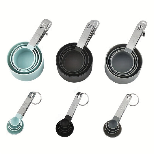 8-pc Silicone Measuring Cups & Spoons Set Rustproof Handle Baking Tool