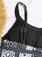  Boho Tankini Set Geo Print Cami Top & Shorts Swimsuit