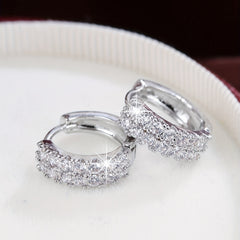 Zircon Decor Hoop Earrings Minimalist Style Copper 18K Plated