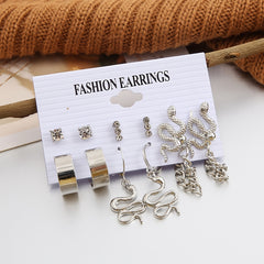 9 Styles Heart Butterfly Geometric Earrings Set Women's Jewelry