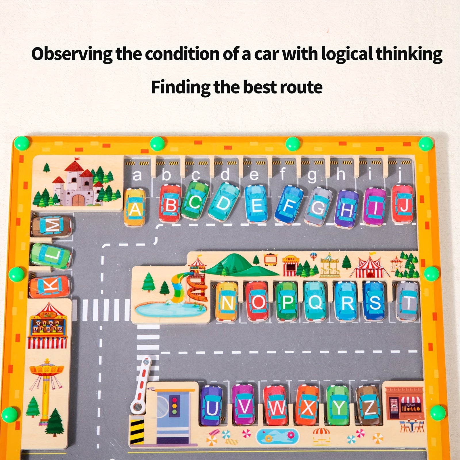 Wooden Magnetic Pen Letter Pairing Parking Maze Game Educational Toy