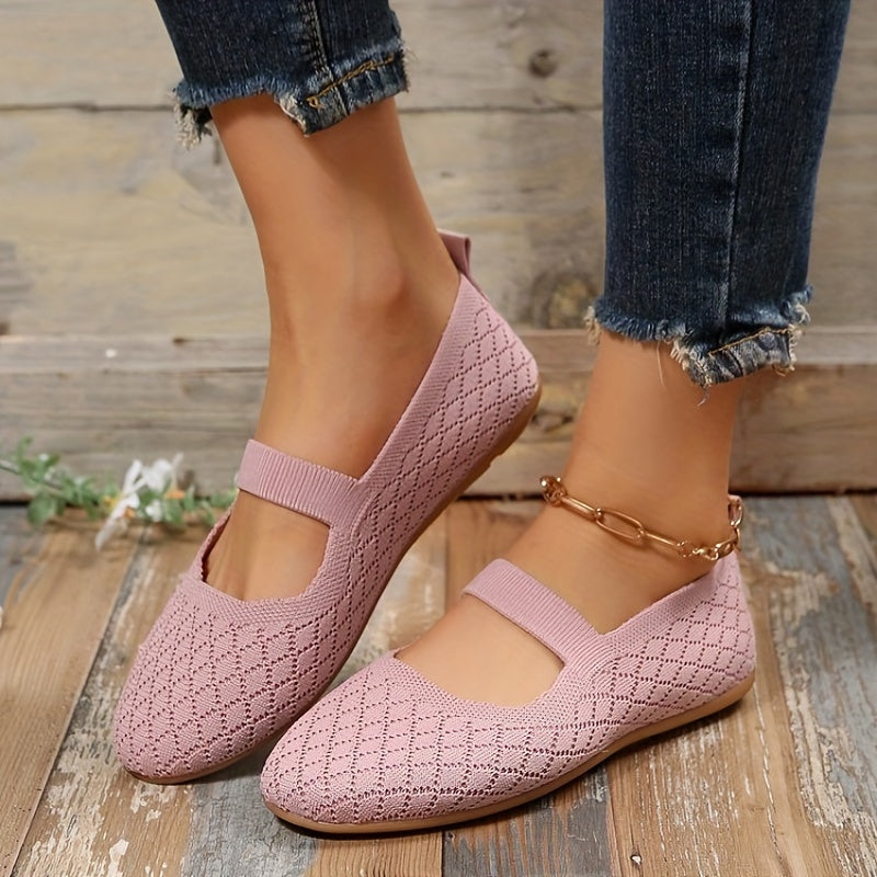 Women's Knitted Flat Shoes Comfortable Cut out Non Slip Elastic Slip On Shoes