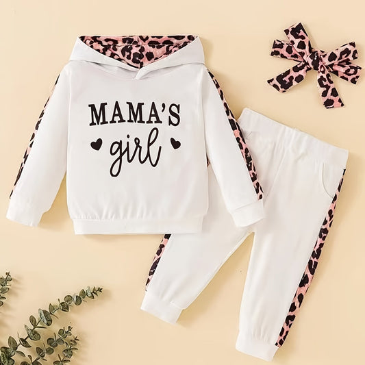 Leopard Print Hooded Top Pants Set Baby Clothes