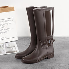 Women's Waterproof Knee High Boots Low Heel Slip On Outdoor Shoes