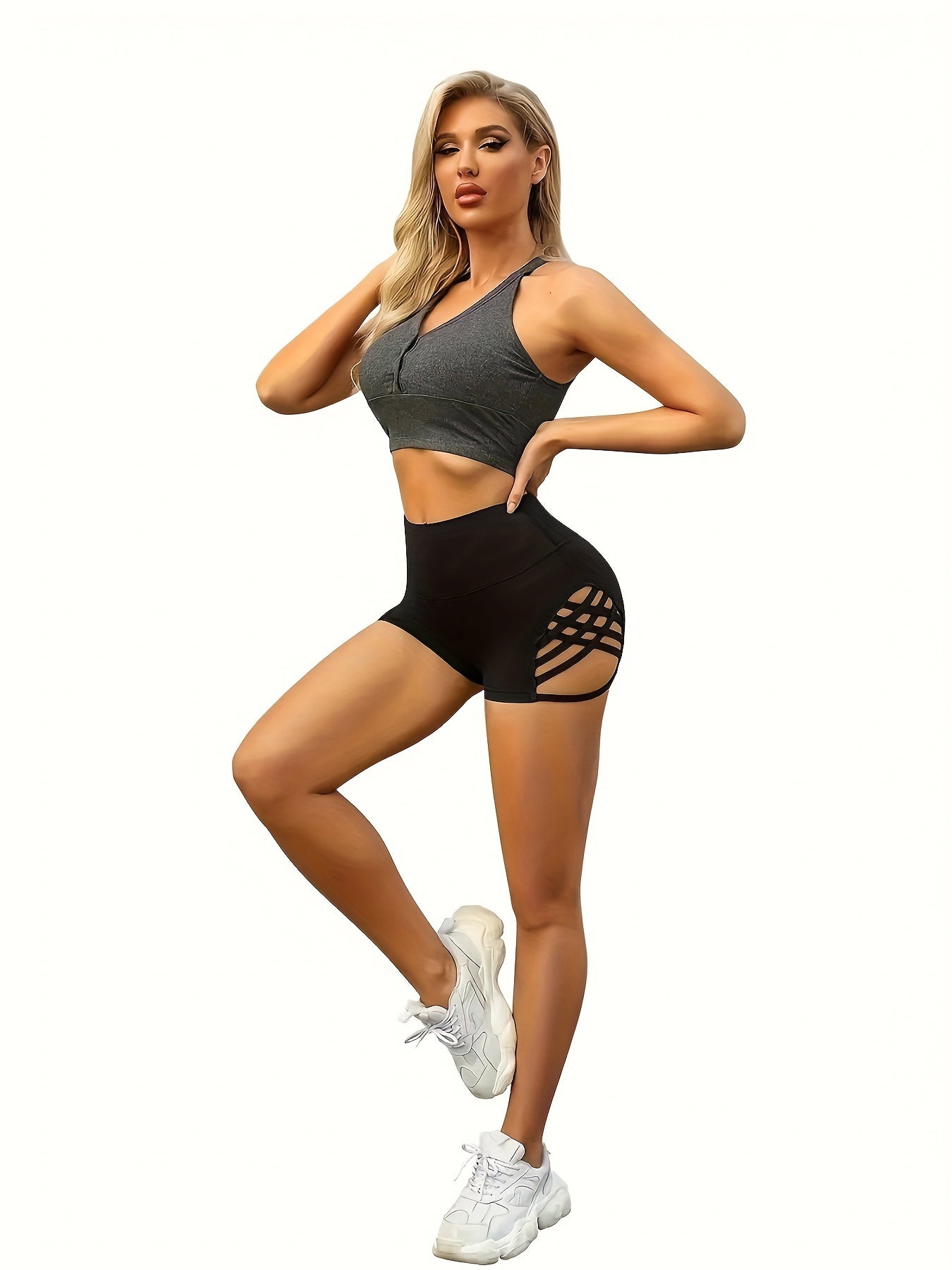 Women's Side Cut Out High Stretch Running Shorts