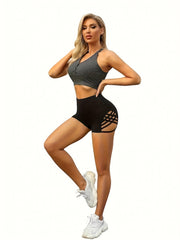 Women's Side Cut Out High Stretch Running Shorts