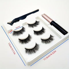 Magnetic Eyelashes Set with Eyeliner and Tweezers - Fluffy & Wispy