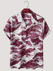Men's Hawaiian Shirt for Summer Vacation Short Sleeve Button Up