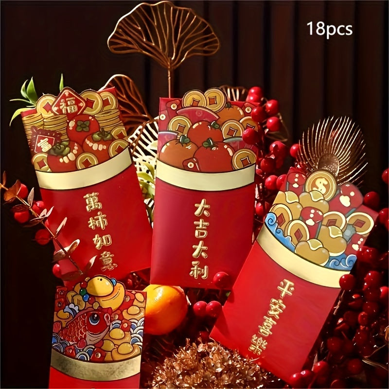 18pcs Dragon Year Red Envelope Lucky Universal Red Envelope Spring Supplies