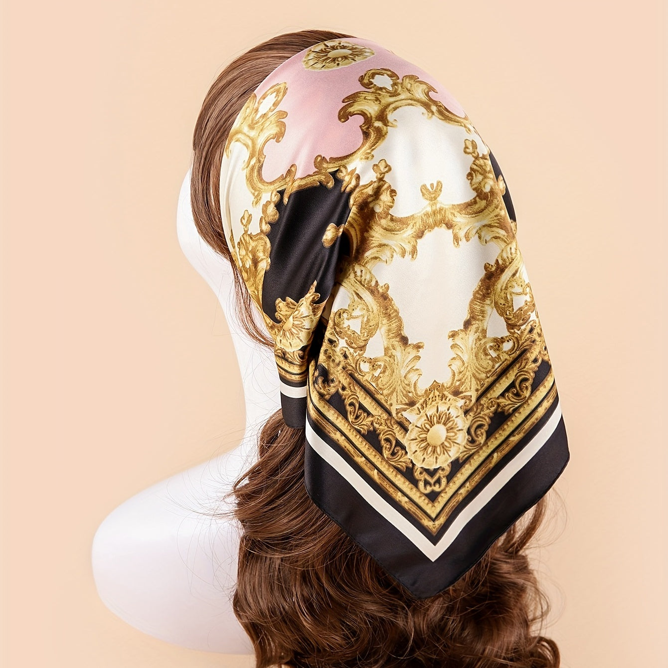Retro Floral Print Bandana Silk Scarf Headband Holiday Accessory Gift