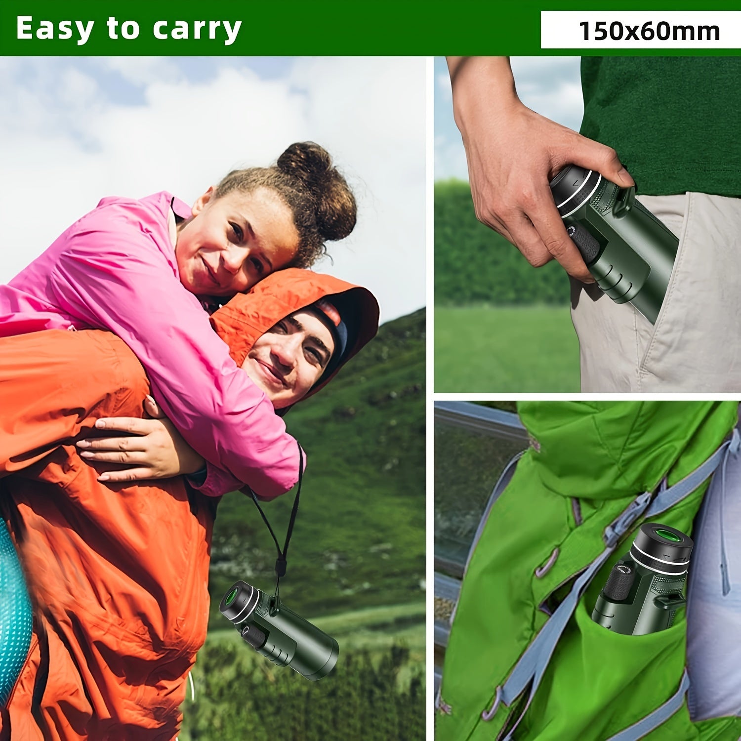 High Magnification Monocular Telescope With Mobile Phone Adapter Tripod