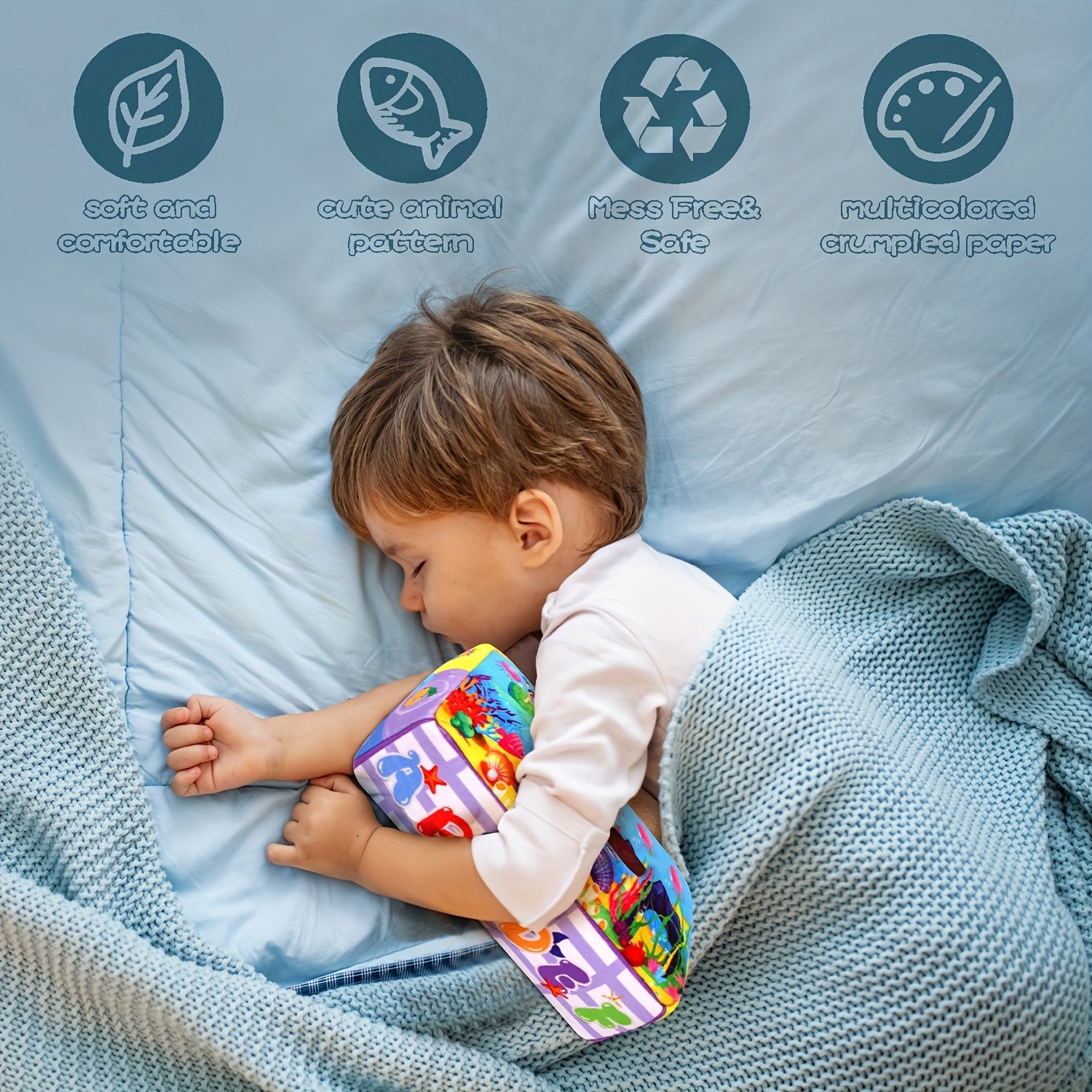 Interactive Sensory Toy Box for Newborns Soft Touch & Sound Stimulation