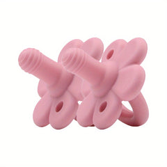 2 Pack Silicone Pacifiers Unique Flower Shape One Piece With Teether Handle