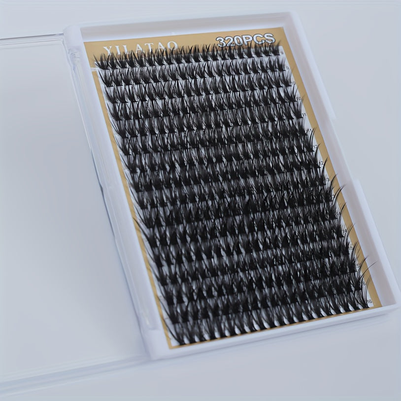 320Pcs Cluster Lashes 40D D Curl Mix 9-16mm Individual Eyelashes Clusters