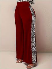  Camo Print High Rise Wide Leg Trousers