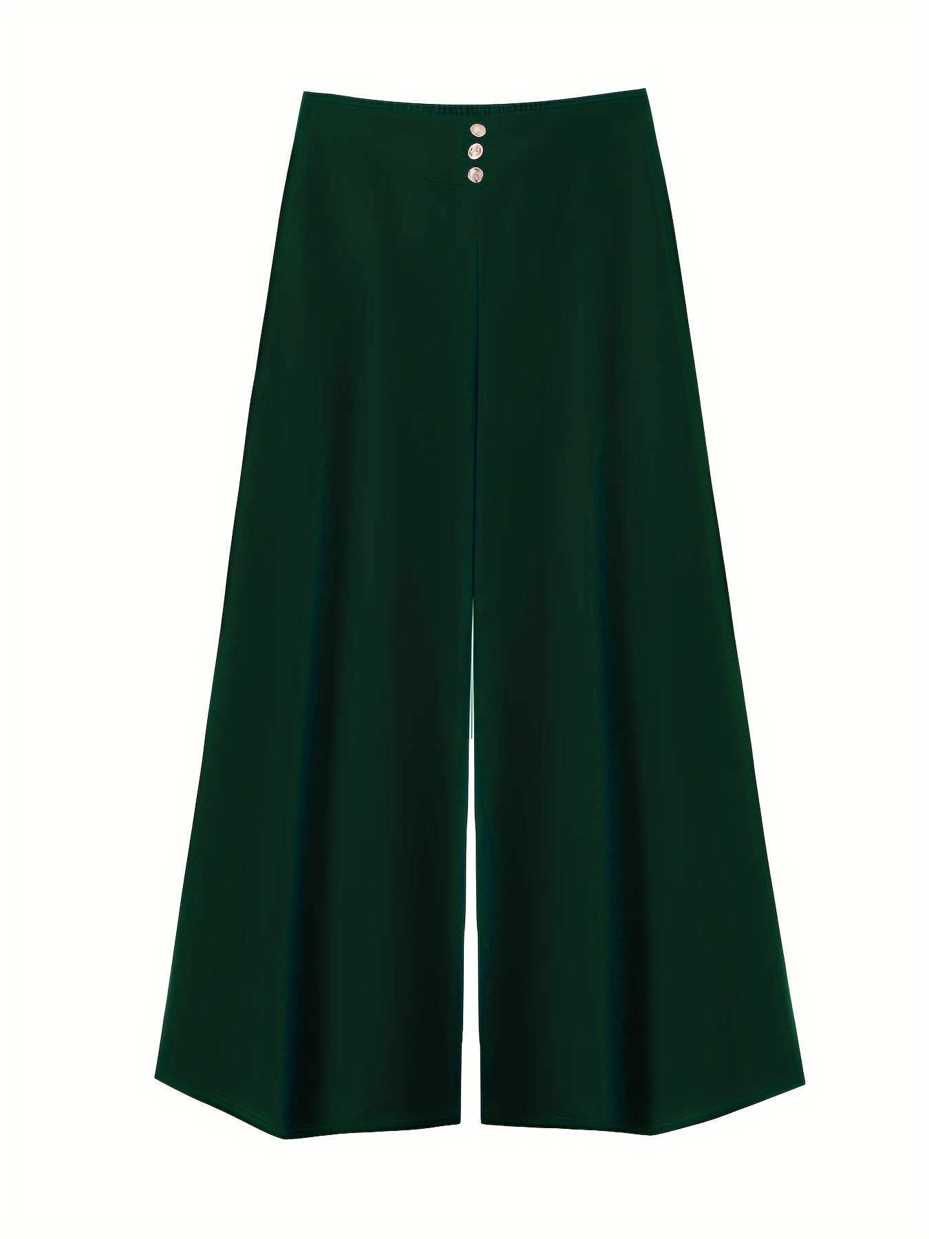  Button Decor High Rise Wide Leg Trousers