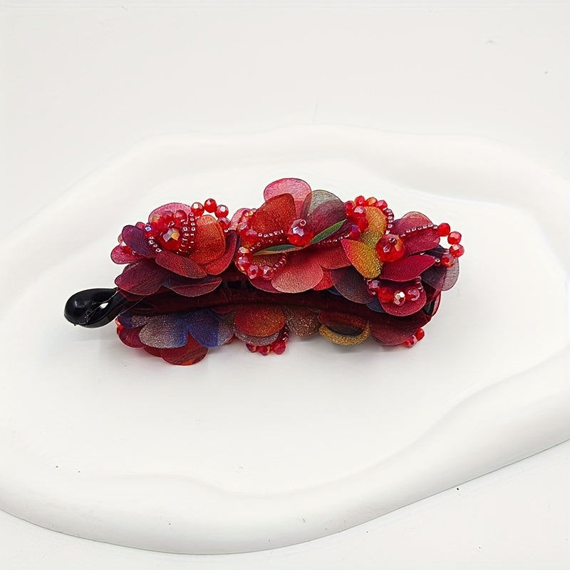 Rhinestone Flower Hair Claw Clip for Women Girls