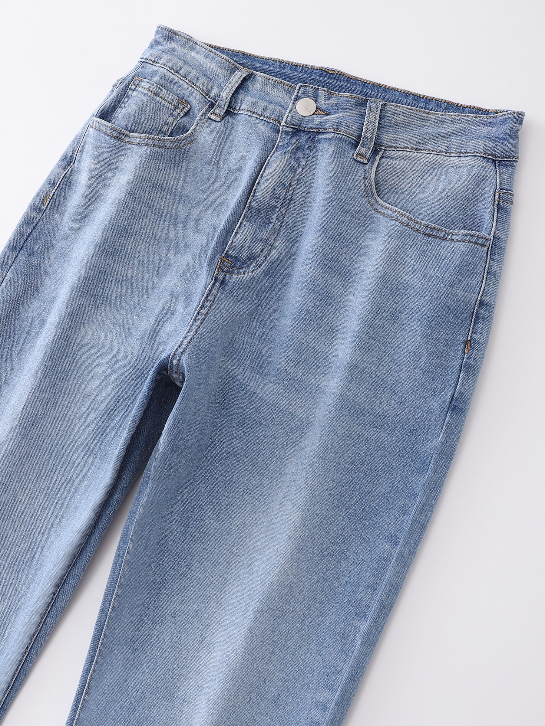  High Rise Straight Leg Denim Pants