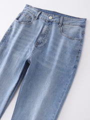  High Rise Straight Leg Denim Pants