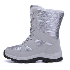 Quilted Argyle Pattern High Top Boots