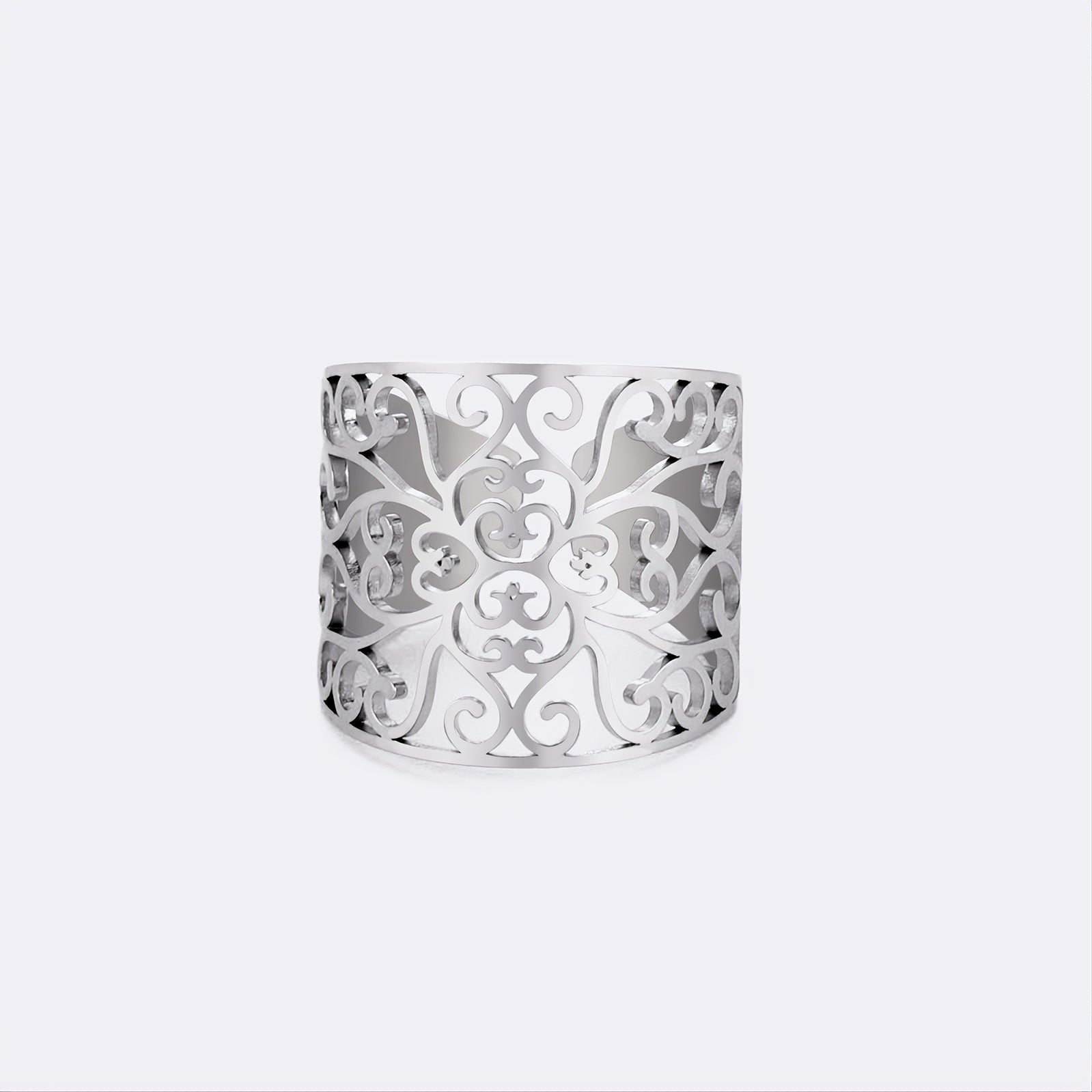 Cooltime Retro Hollow Square Rattan Pattern Stainless Steel Men's Ring