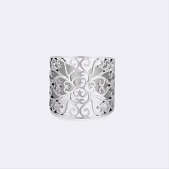 Cooltime Retro Hollow Square Rattan Pattern Stainless Steel Men's Ring