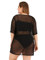  Short Sleeve Sheer Beach Cover-Up
