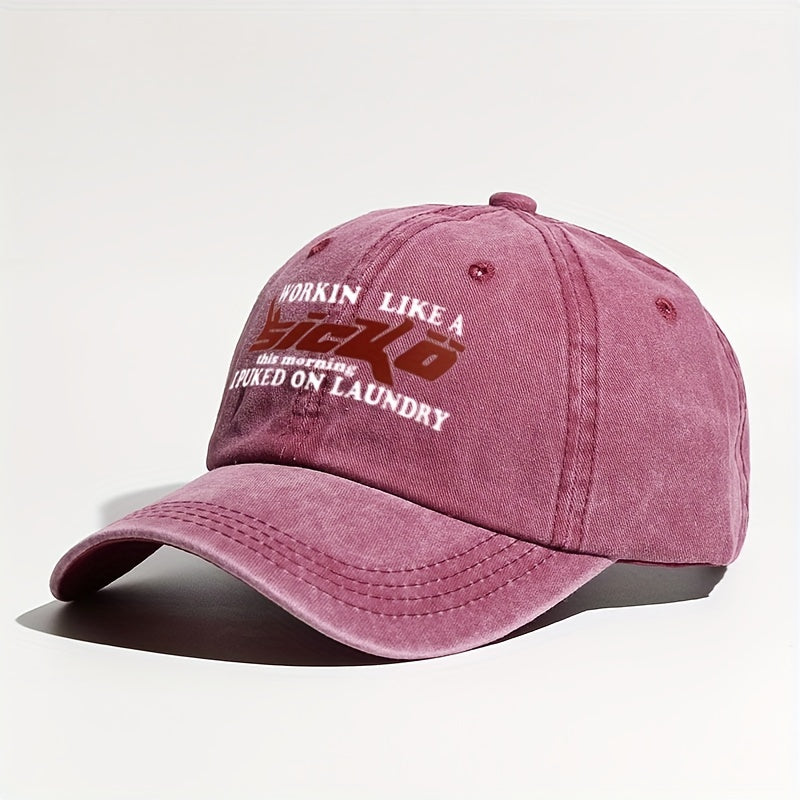 Vintage Baseball Cap Letter Printed Distressed Cotton Dad Hats Solid Sun Hat