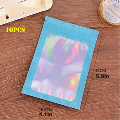 10pcs Holographic Resealable Bags for Small Business Supplies