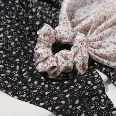 3pcs Ditsy Floral Print Scarf Hair Tie Ponytail Boho Scrunchie