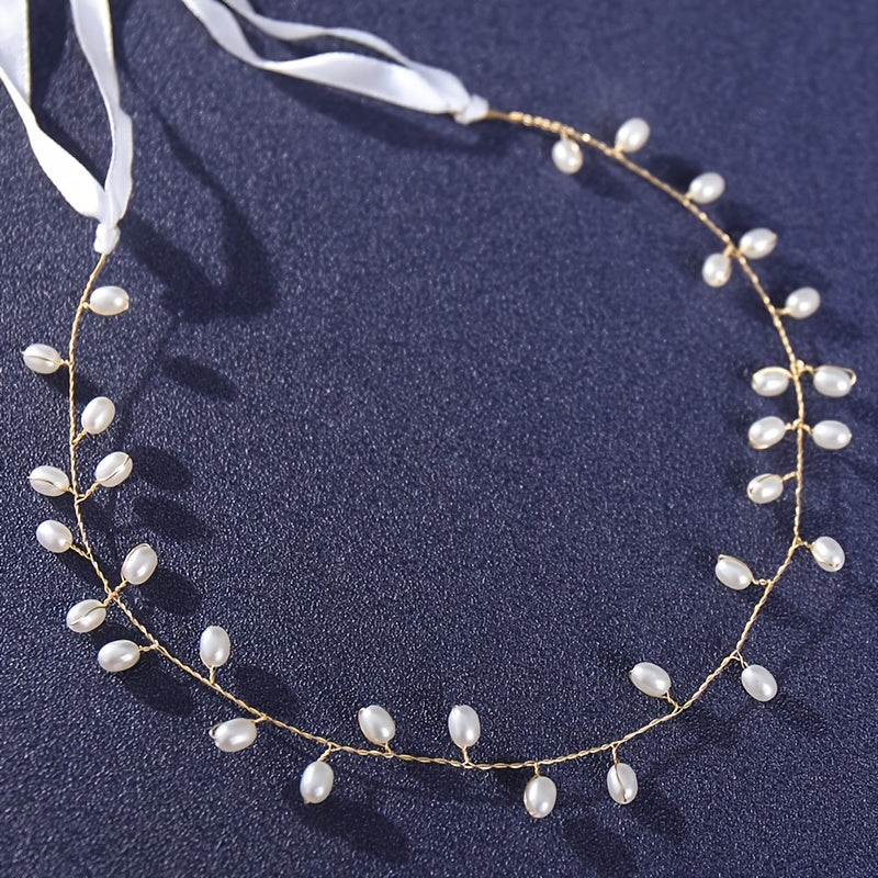 Boho Pearl Hair Vine Headpiece for Brides