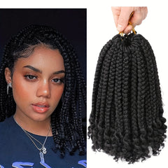 Short Bob Crochet Bohemian Box Braids with Curly Ends