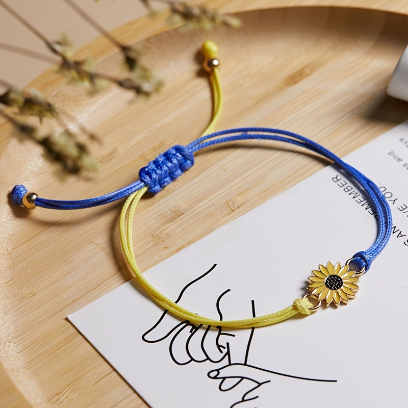 Sunflower Rope Bracelets for Women - Friendship Braided Bracelet