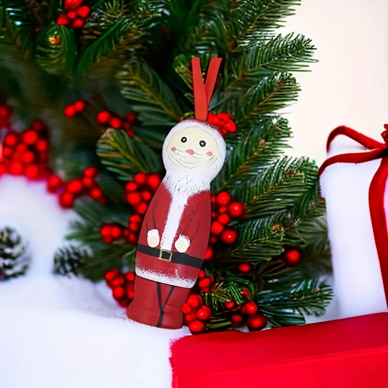 Funny Santa Pendant Christmas Ornaments Tree Decorations Wooden Standing Santa