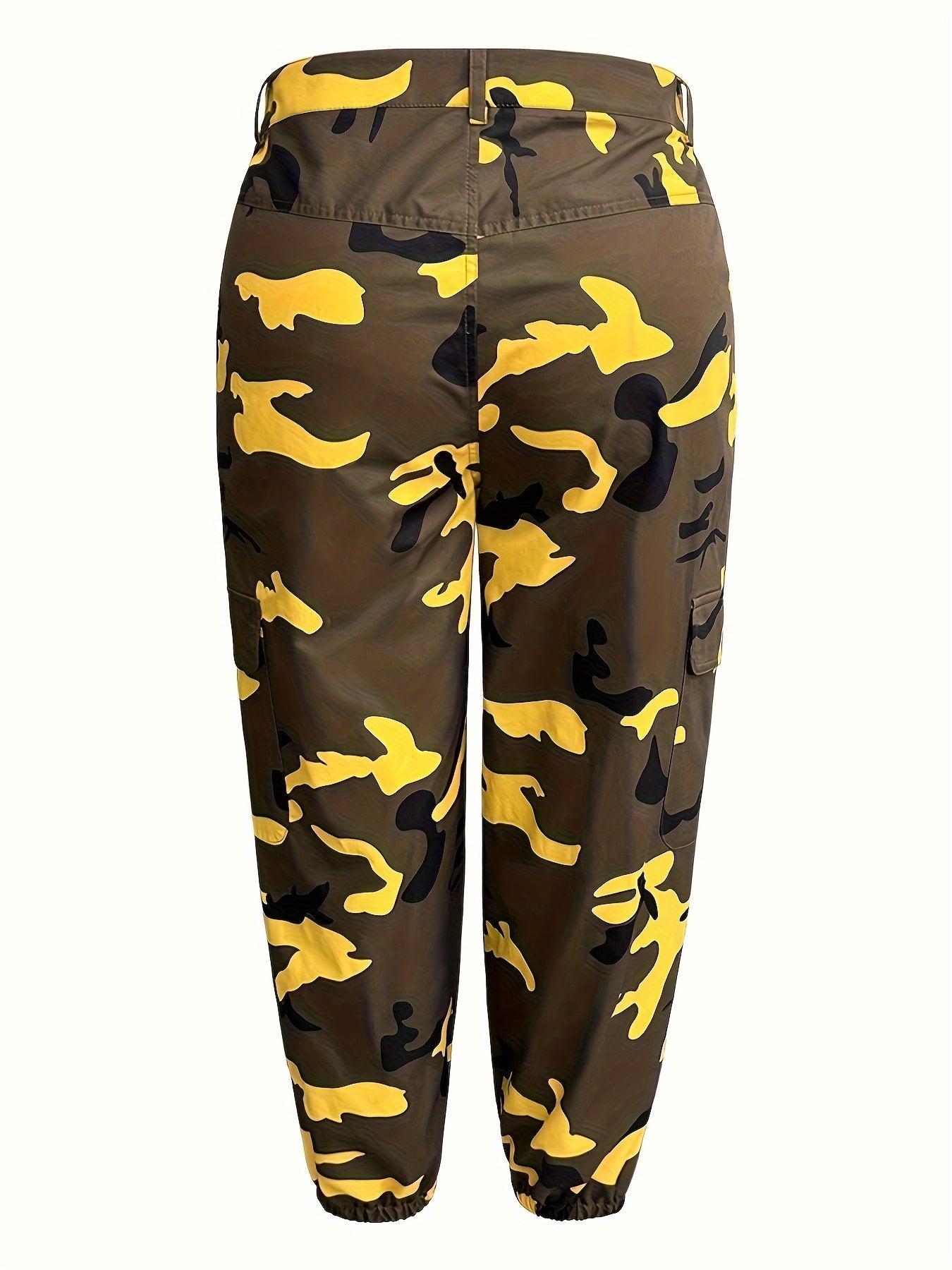 Women's Plus Camo Button Fly High Rise Jogger Cargo Trousers