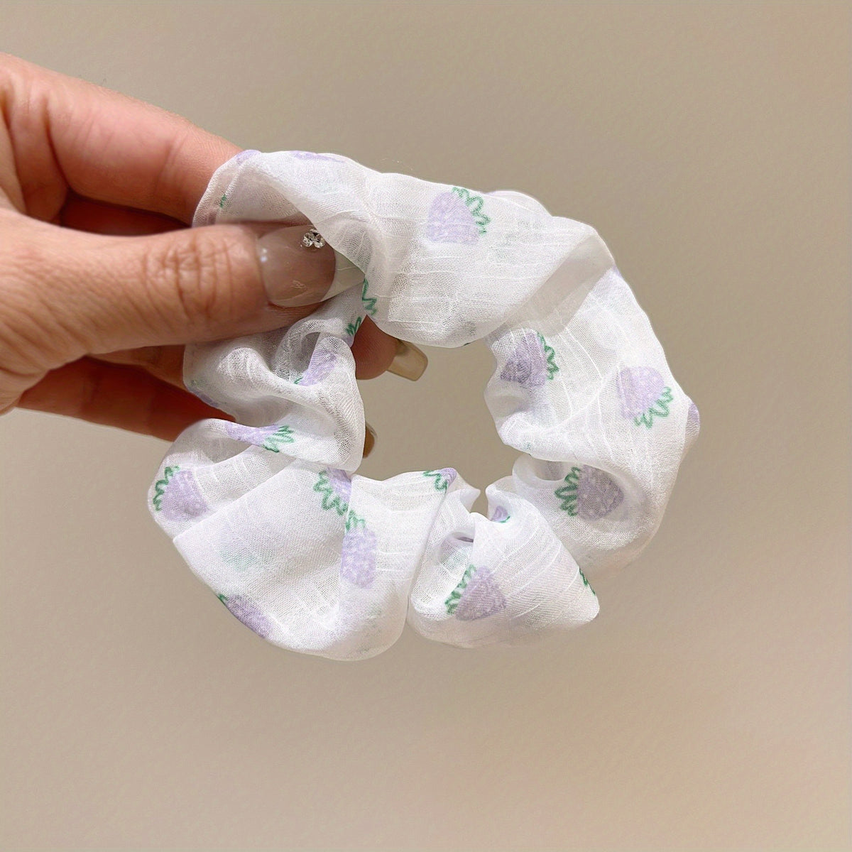 Strawberry Print Scrunchies Hair Tie Elastic Ponytail Holder Hair Accessories