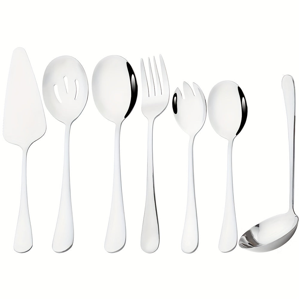 7Pcs Stainless Steel Cutlery Set Dinnerware Kitchen Tableware Set