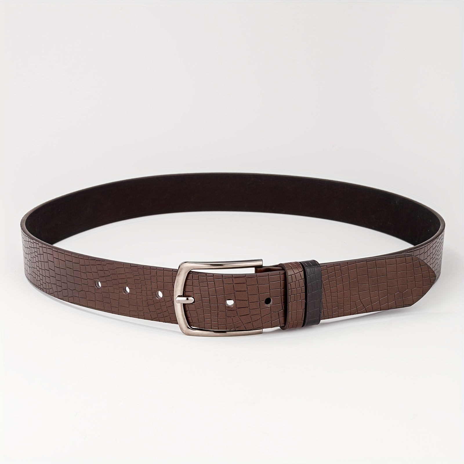 Men's Square Leather Circle Embossed Belt
