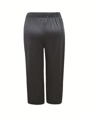  Casual Pants Women's Plus Solid Elastic Drawstring High Rise Trousers