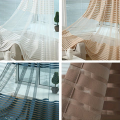 Striped Tulle Curtain for Home Decor - Bedroom Office Kitchen Living
