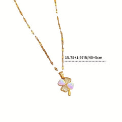 Moonstone Clover Zircon Necklace Women's Jewelry