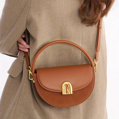 Retro Saddle Bag Women Crossbody & Shoulder Purse Khaki Dark Brown