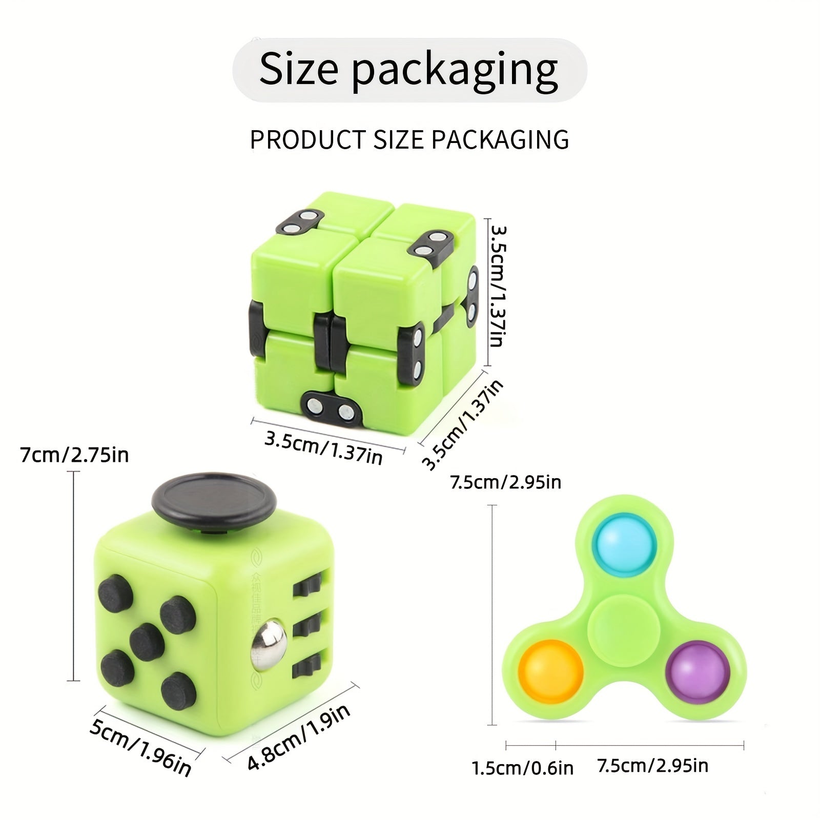 3 Piece Sensory Toys Set for Instant Stress Relief & Anxiety Reduction