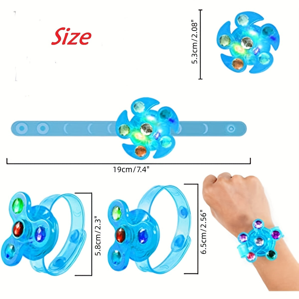 5pcs LED Light Up Spin Glow Bracelets, Party Favors for Goodie Bags, Birthday