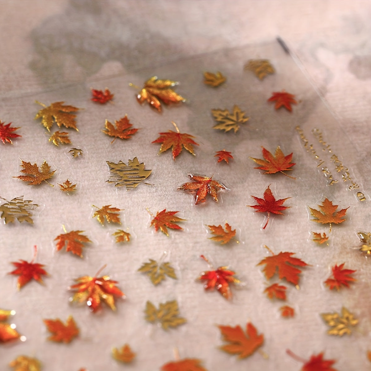 Autumn Leaves Nail Art 3D Stickers Floral Anime Theme Glossy Finish