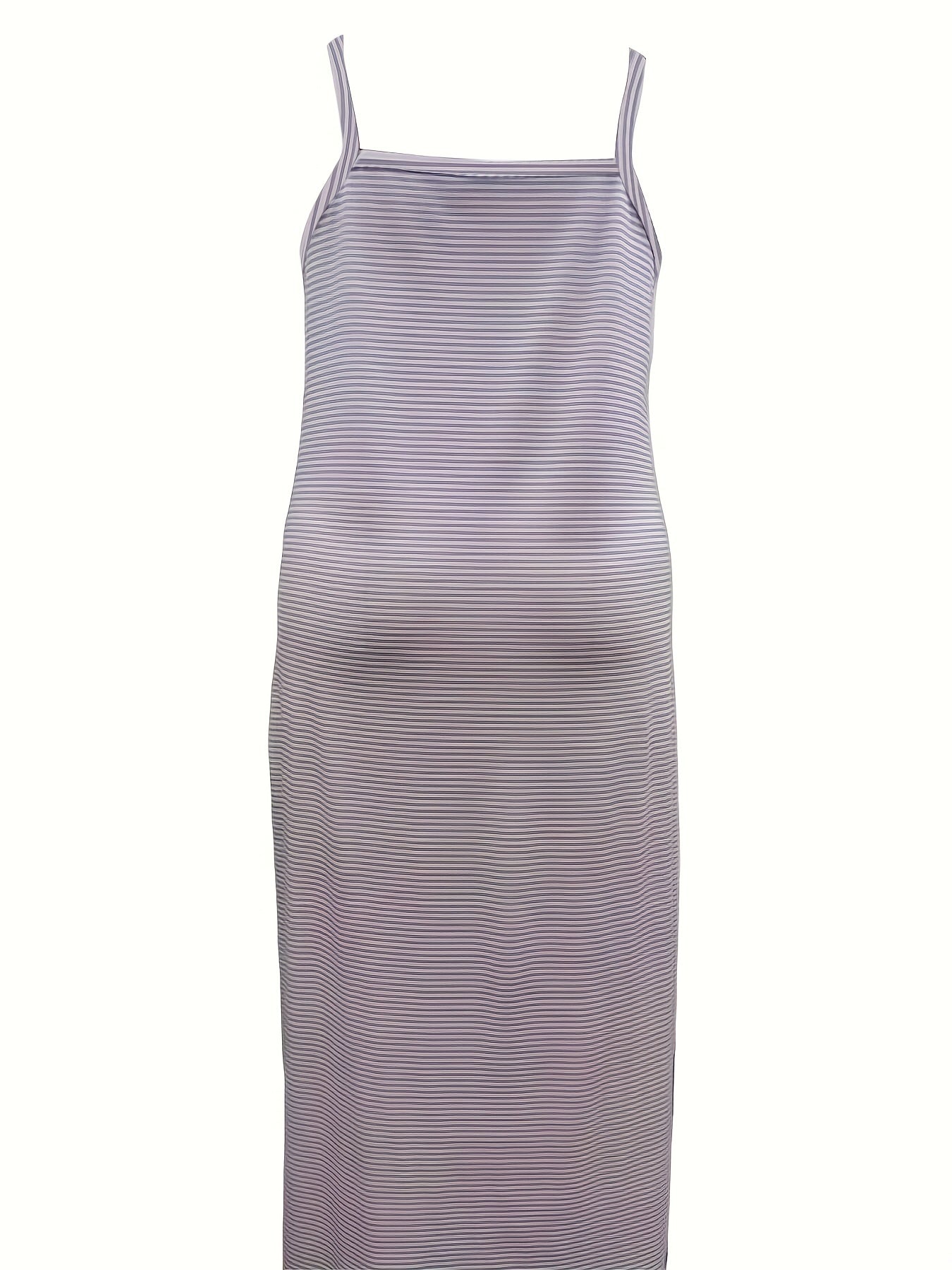 Women's Plus Stripe Print Round Neck Cami Dress