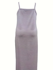 Women's Plus Stripe Print Round Neck Cami Dress