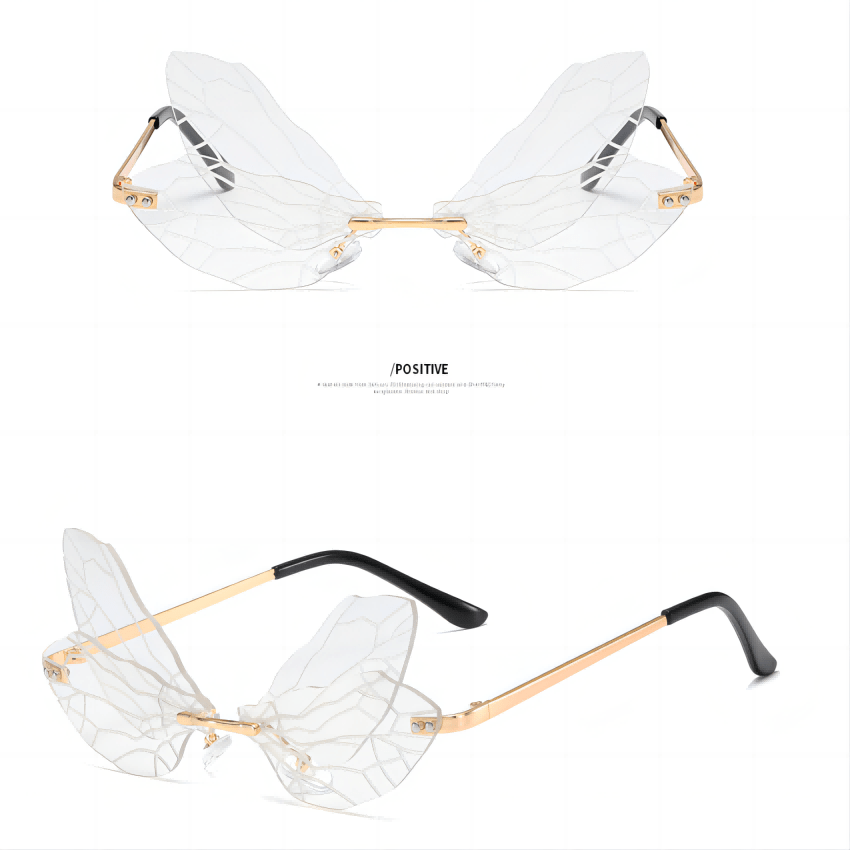 Dragonfly Wing Sunglasses Rimless Irregular Party Eyewear For Women Unisex
