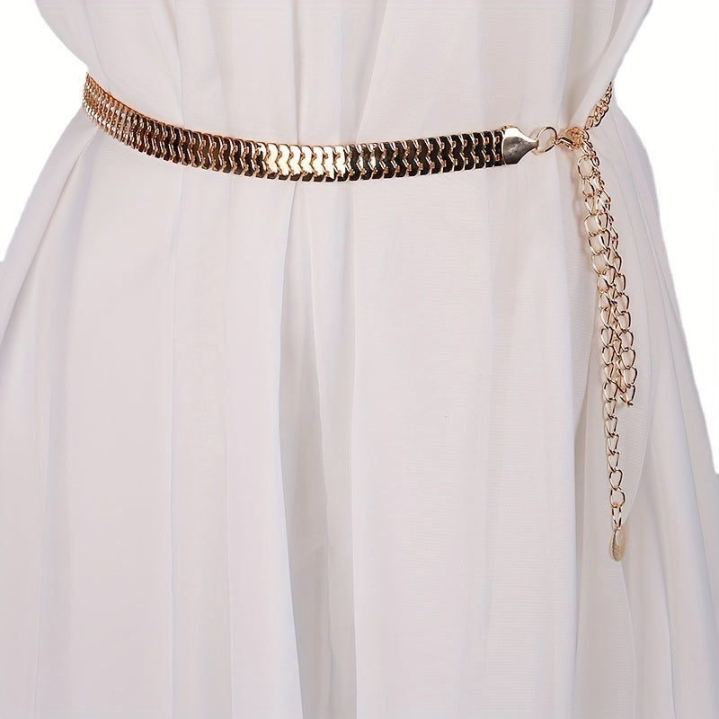 Metal Golden Waist Chain Thin Dress Girdle Tassel for Women